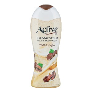 اکتیو شامپو بدن و صورت کرمی اسکراب قهوه ای 400گرم