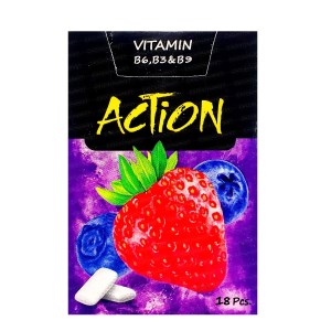 اکشن آدامس توت فرنگی بلوبری ویتامینه