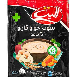 الیت سوپ جو و قارچ با خامه