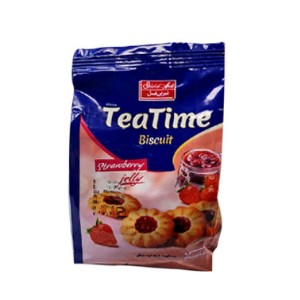 شیرین عسل بیسکویت با مغزی توت فرنگی تی تایم 150گرم