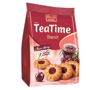 شیرین عسل بیسکویت با مغزی آلبالو تی تایم 150گرم