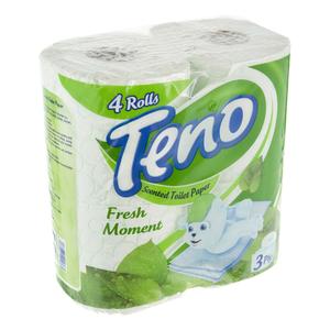 تنو دستمال توالت لحظه های تازه سبز 3لایه 4رول